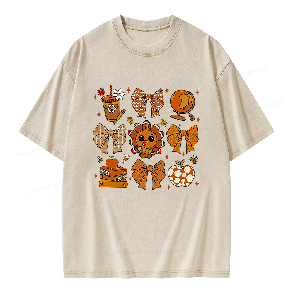 Pagewings Thanksgiving Fall Autumn Unisex Washed T-shirt