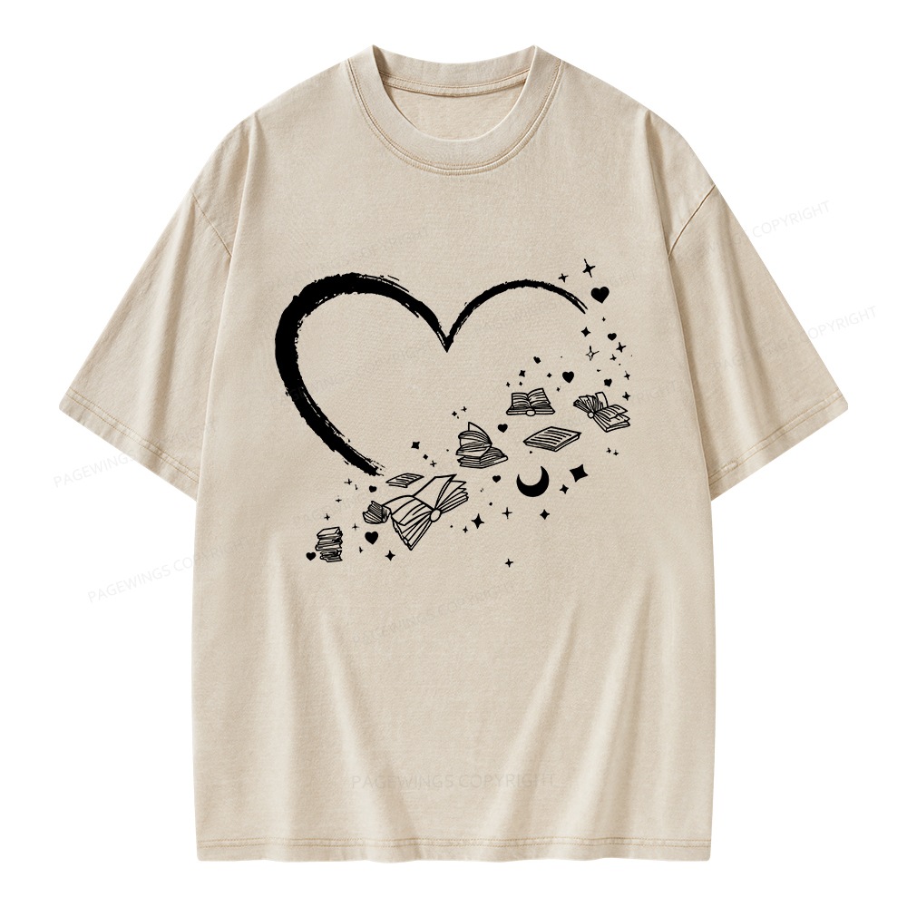 Pagewings Heart Of Books Unisex Washed T-shirt