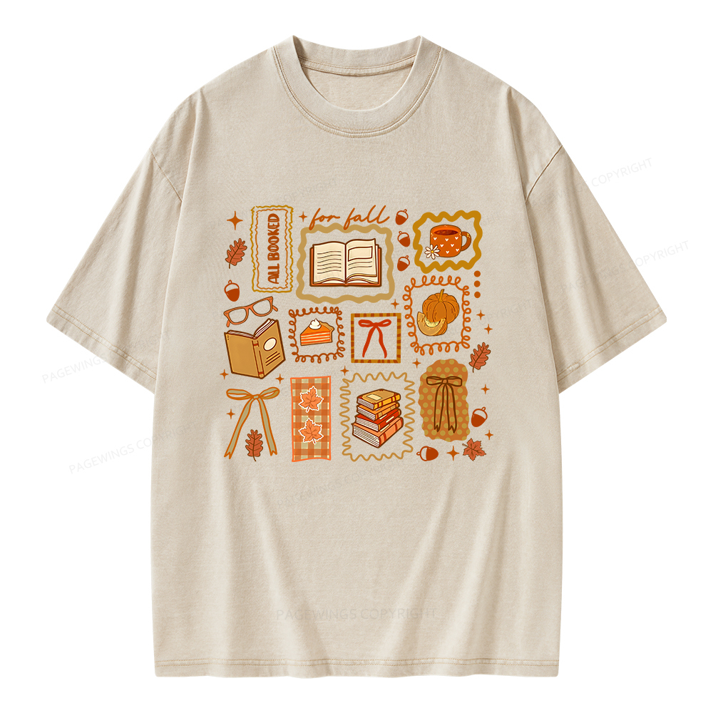 Pagewings All Booked for Fall Unisex Washed T-shirt