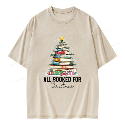 Pagewings All Booked For Christmas Unisex Washed T-shirt