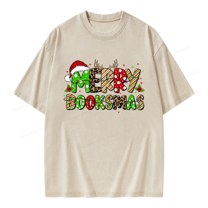 Pagewings Merry Booksmas Unisex Washed T-shirt