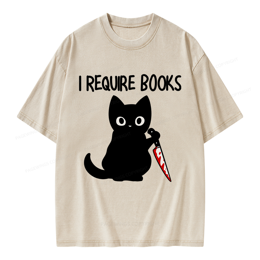 Pagewings I Require Books Unisex Washed T-shirt