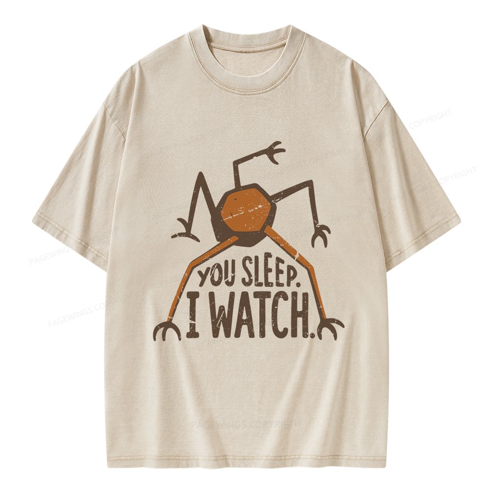 Pagewings You Sleep I Watch Unisex Washed T-shirt