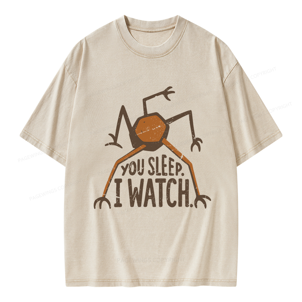 Pagewings You Sleep I Watch Unisex Washed T-shirt