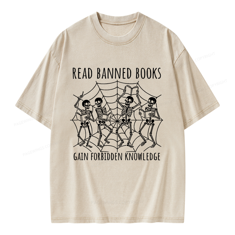 Pagewings Read Banned Books Gain Forbidden Knowledge Unisex Washed T-shirt
