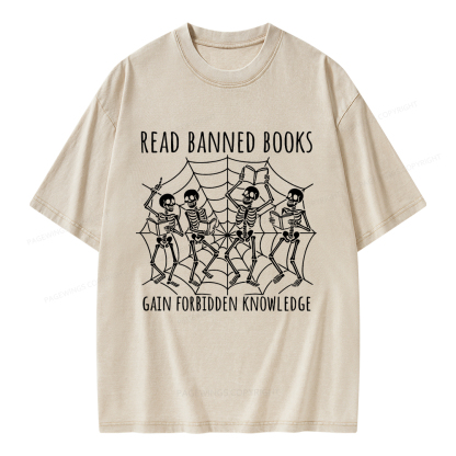 Pagewings Read Banned Books Gain Forbidden Knowledge Unisex Washed T-shirt