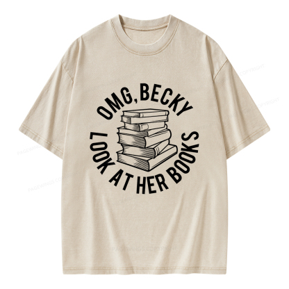 Pagewings Omg Becky Look at Her Books Unisex Washed T-shirt