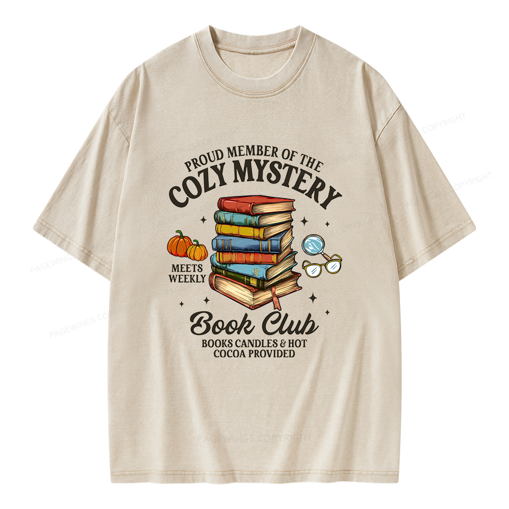 Pagewings Mystery Book Reader Unisex Washed T-shirt