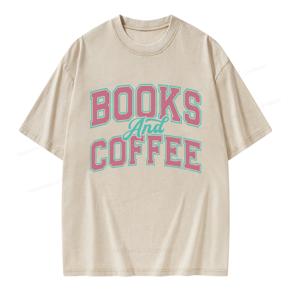 Pagewings Books and Coffee Unisex Washed T-shirt