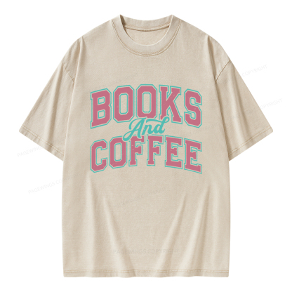 Pagewings Books and Coffee Unisex Washed T-shirt