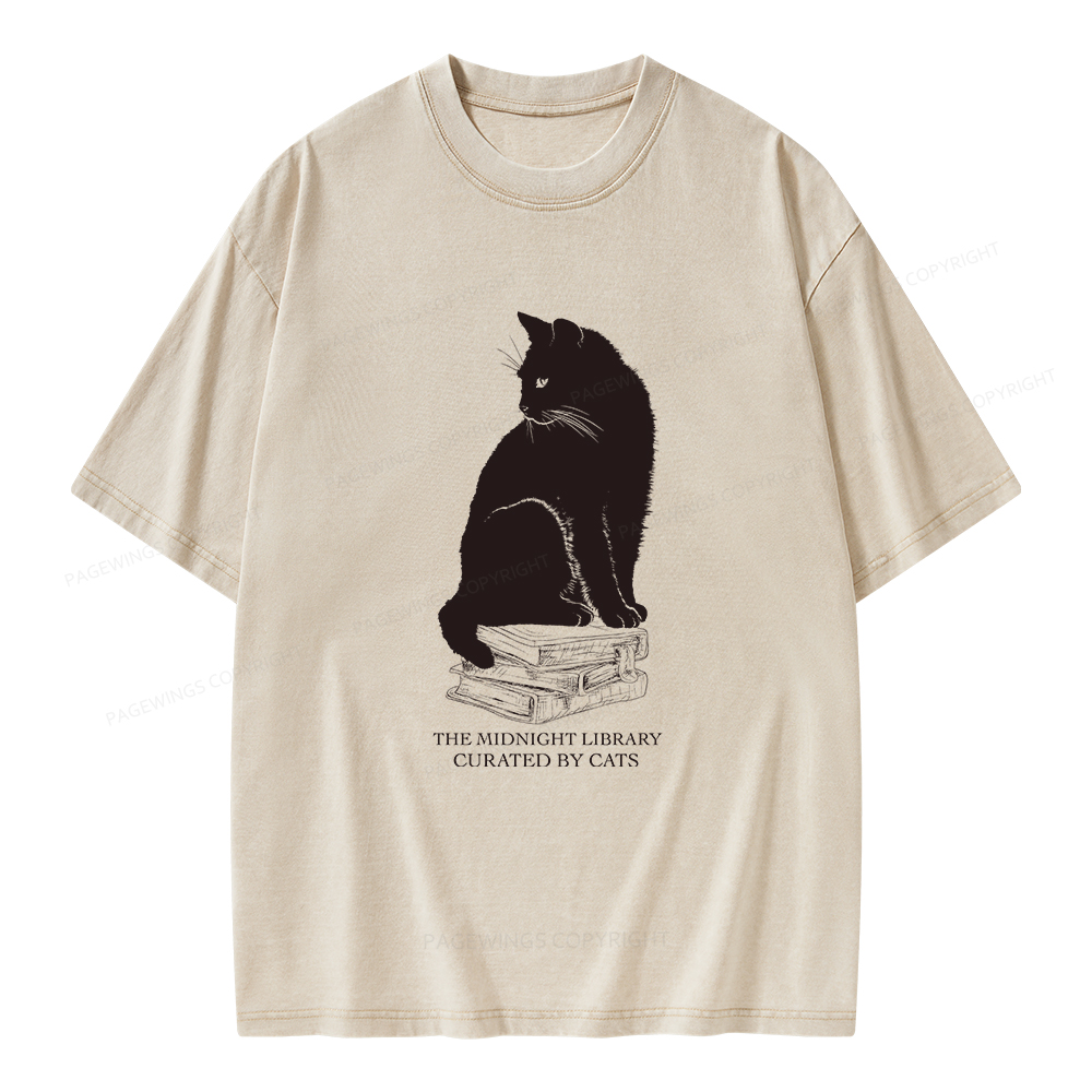 Pagewings The Midnight Library Curated By Cats Unisex Washed T-shirt