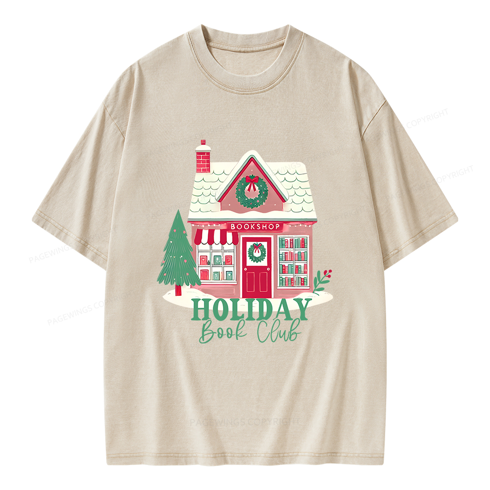 Pagewings Holiday Book Club Unisex Washed T-shirt
