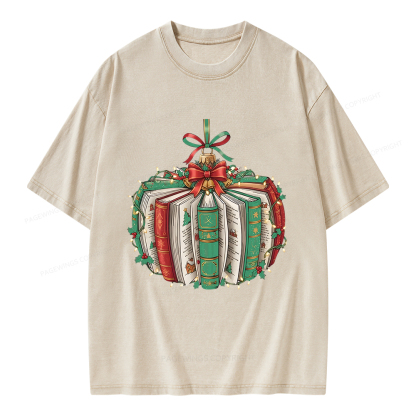 Pagewings Christmas Book Unisex Washed T-shirt