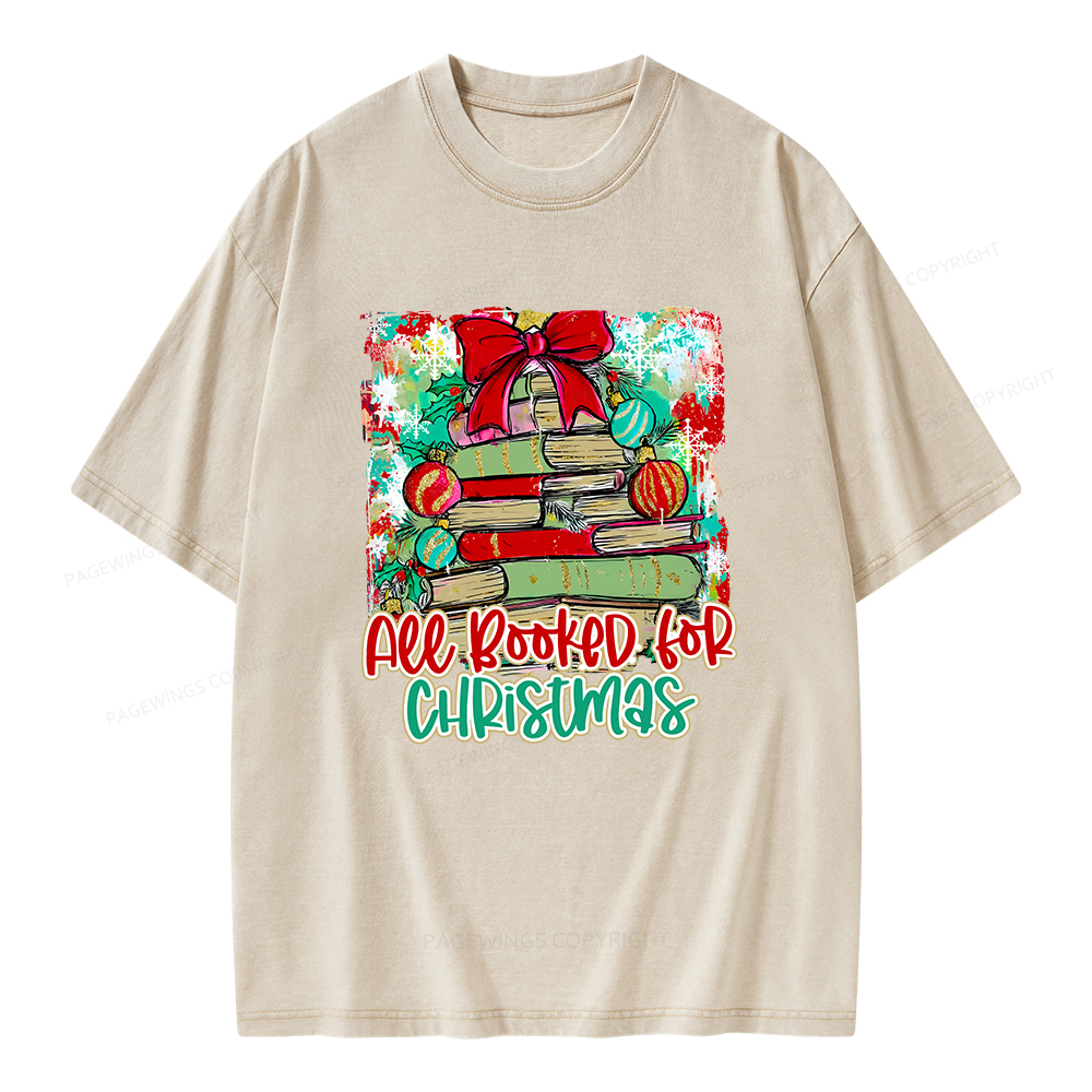 Pagewings Preppy All Booked For Christmas Unisex Washed T-shirt