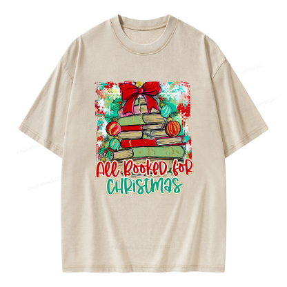 Pagewings Preppy All Booked For Christmas Unisex Washed T-shirt