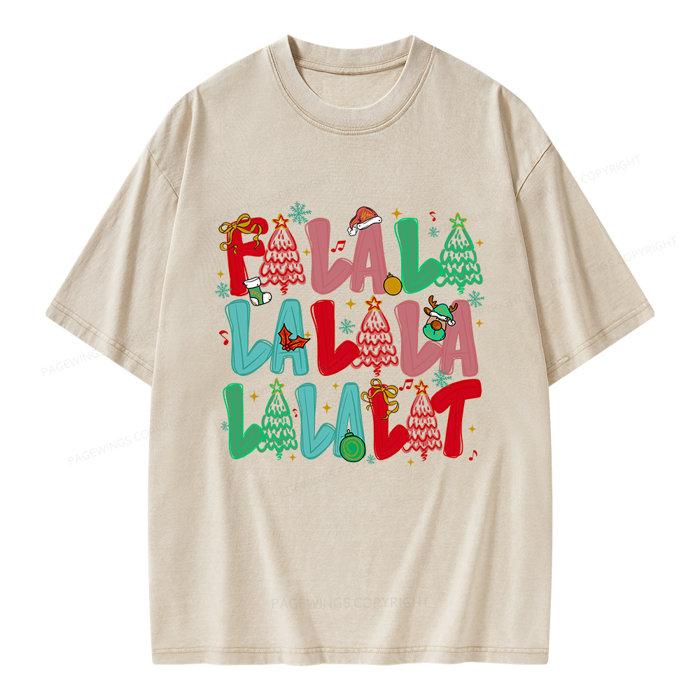 Pagewings Fa-la-la-la-la La-la-la-Lit Unisex Washed T-shirt