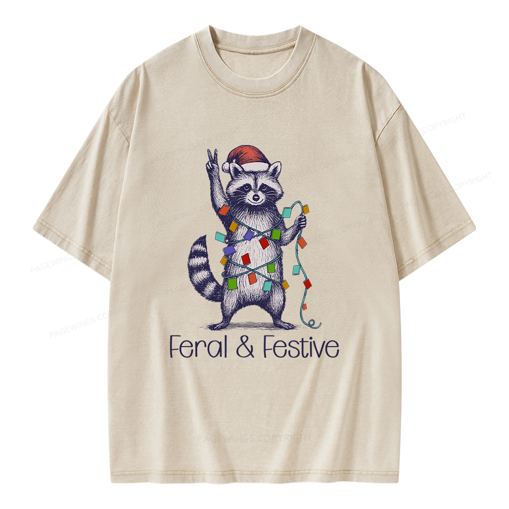 Pagewings Feral and Festive Unisex Washed T-shirt