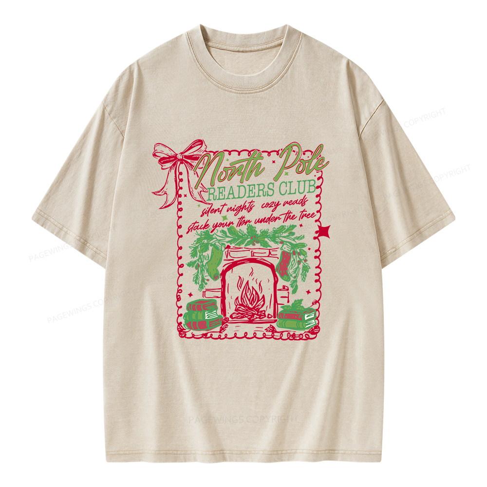 Pagewings North Pole Readers Club Unisex Washed T-shirt