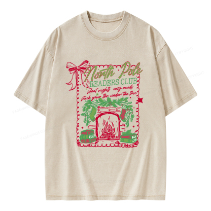 Pagewings North Pole Readers Club Unisex Washed T-shirt