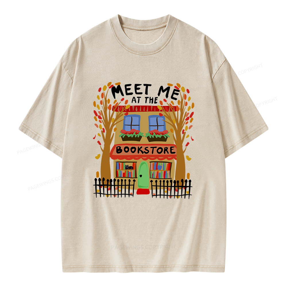 Pagewings Meet Me At The Bookstore Unisex Washed T-shirt