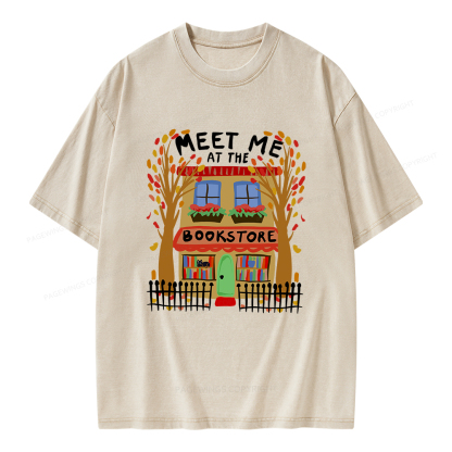 Pagewings Meet Me At The Bookstore Unisex Washed T-shirt