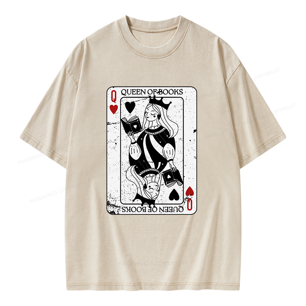 Pagewings Queen Of Books Unisex Washed T-shirt
