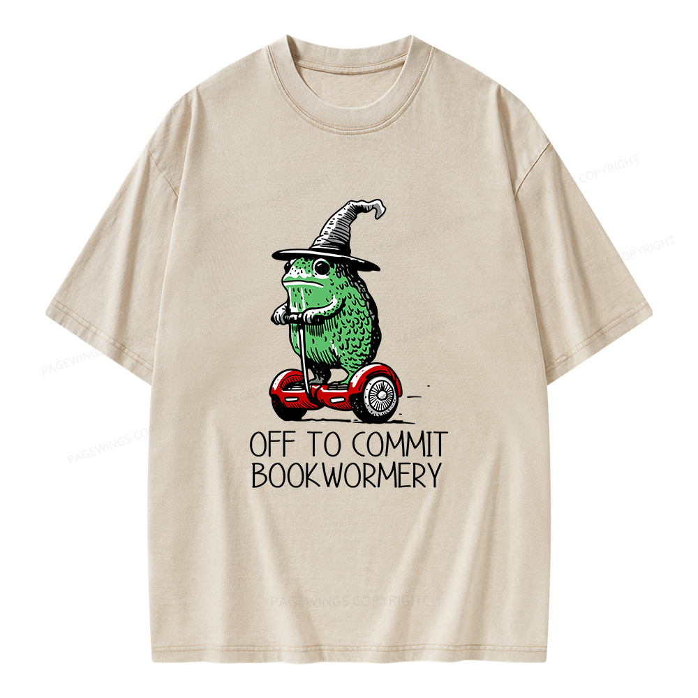 Pagewings Off To Commit Bookwormery Unisex Washed T-shirt