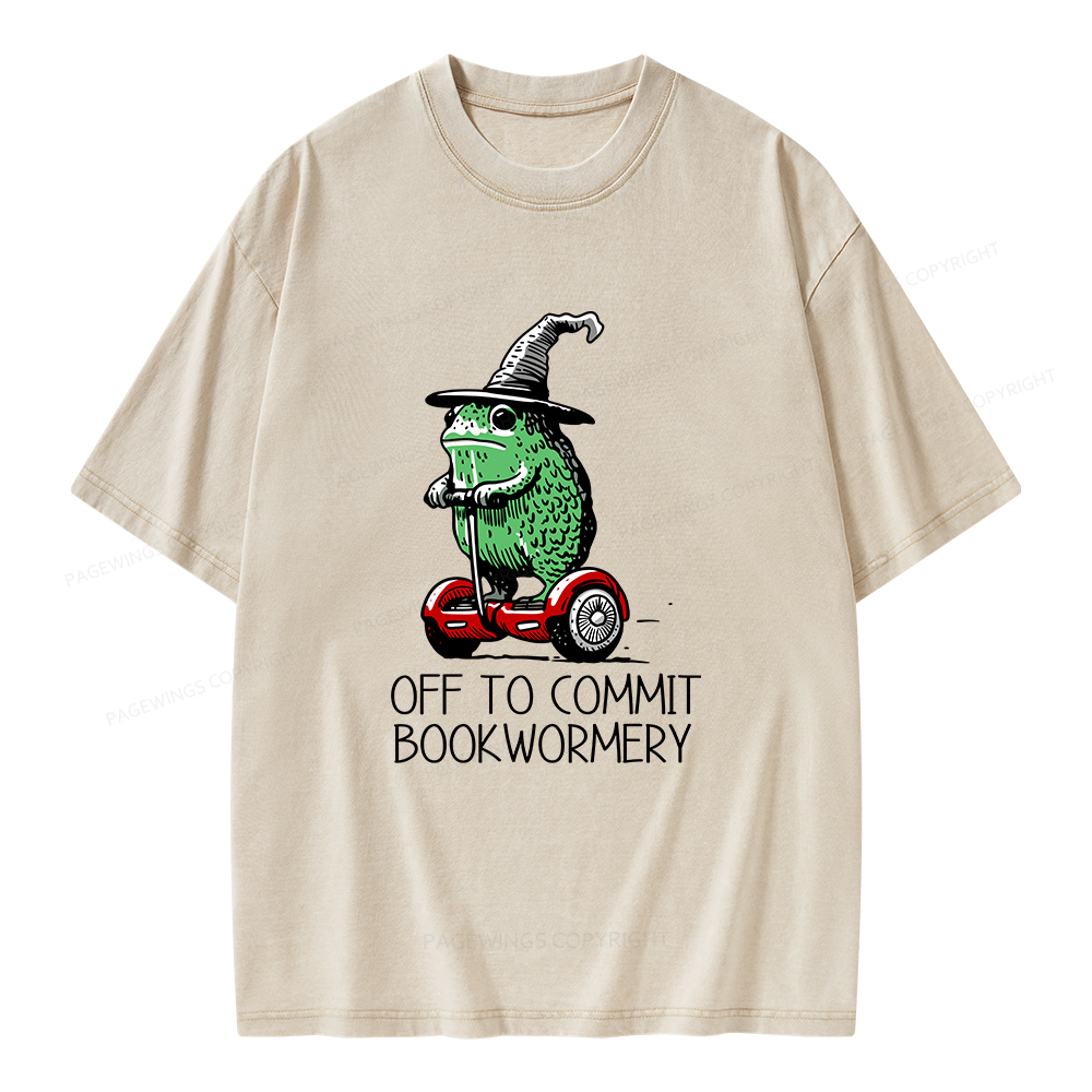 Pagewings Off To Commit Bookwormery Unisex Washed T-shirt