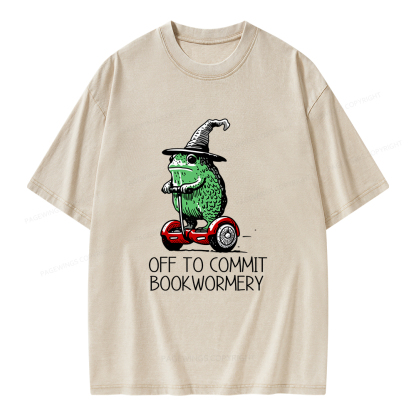 Pagewings Off To Commit Bookwormery Unisex Washed T-shirt