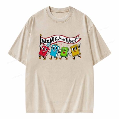 Pagewings Let's All Go to the Library T-Shirt Unisex Washed T-shirt