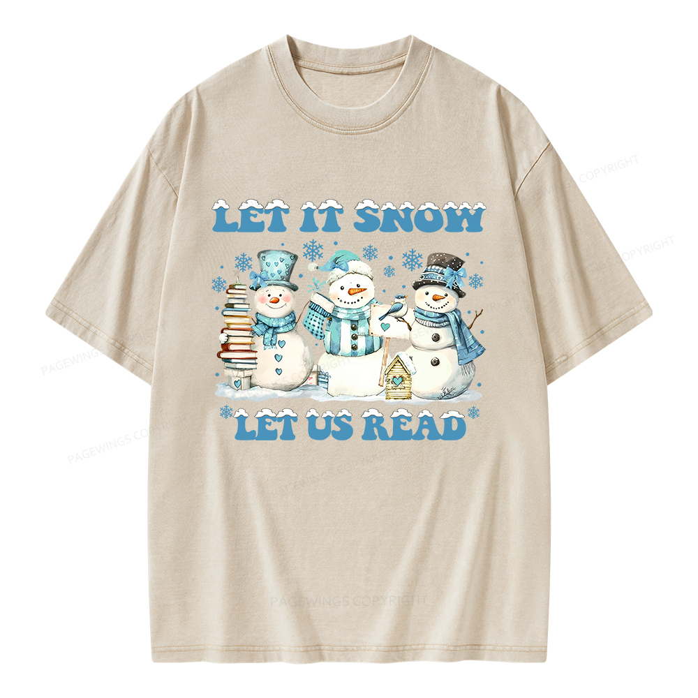 Pagewings Let It Snow Let Us Read Unisex Washed T-shirt
