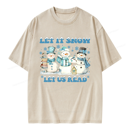 Pagewings Let It Snow Let Us Read Unisex Washed T-shirt