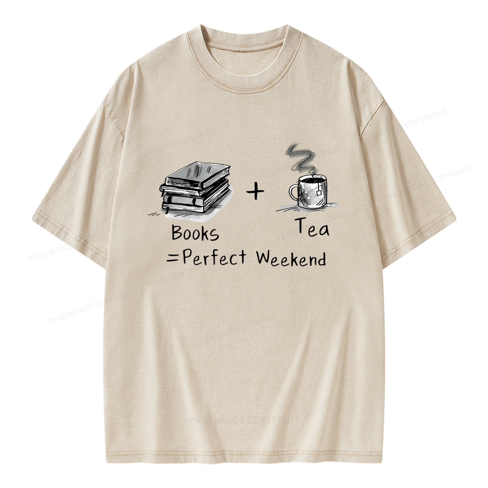 Pagewings Books Tea Perfect Weekend Unisex Washed T-shirt