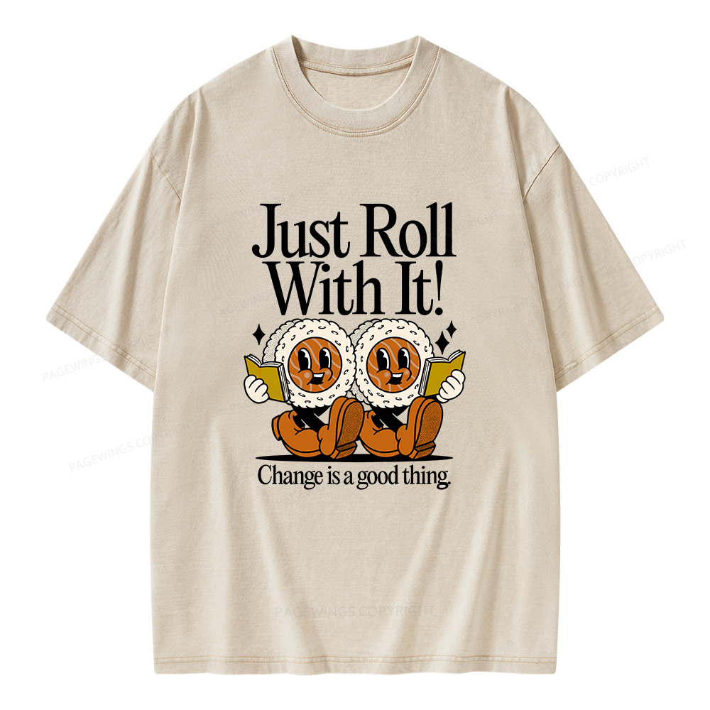 Pagewings Just Roll Into a Book Unisex Washed T-shirt