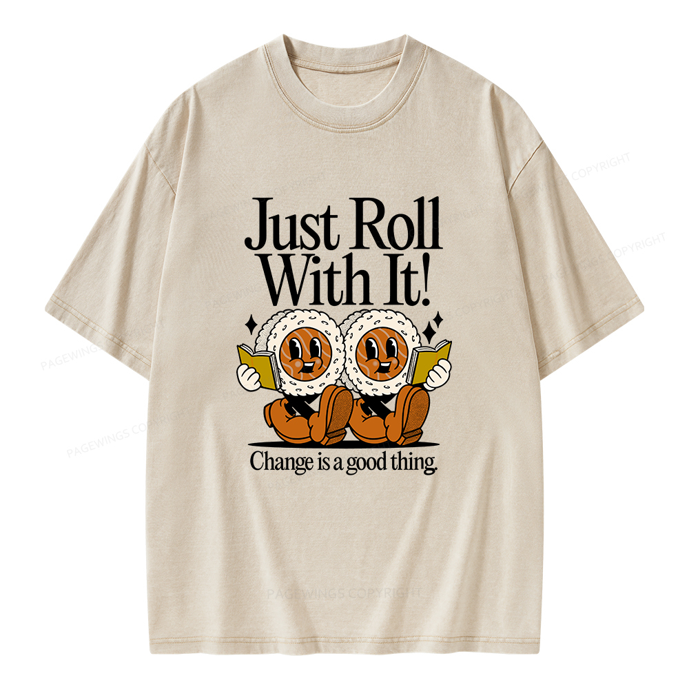 Pagewings Just Roll Into a Book Unisex Washed T-shirt