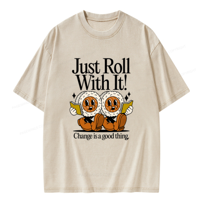 Pagewings Just Roll Into a Book Unisex Washed T-shirt