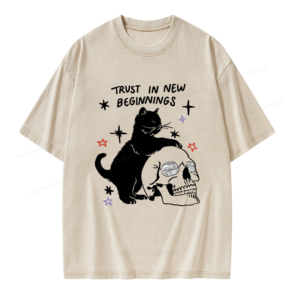 Pagewings Trust In New Beginnings Unisex Washed T-shirt