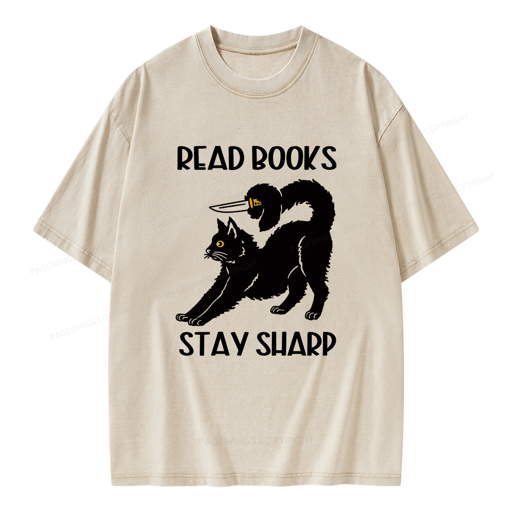 Pagewings Read Books Stay Sharp Unisex Washed T-shirt