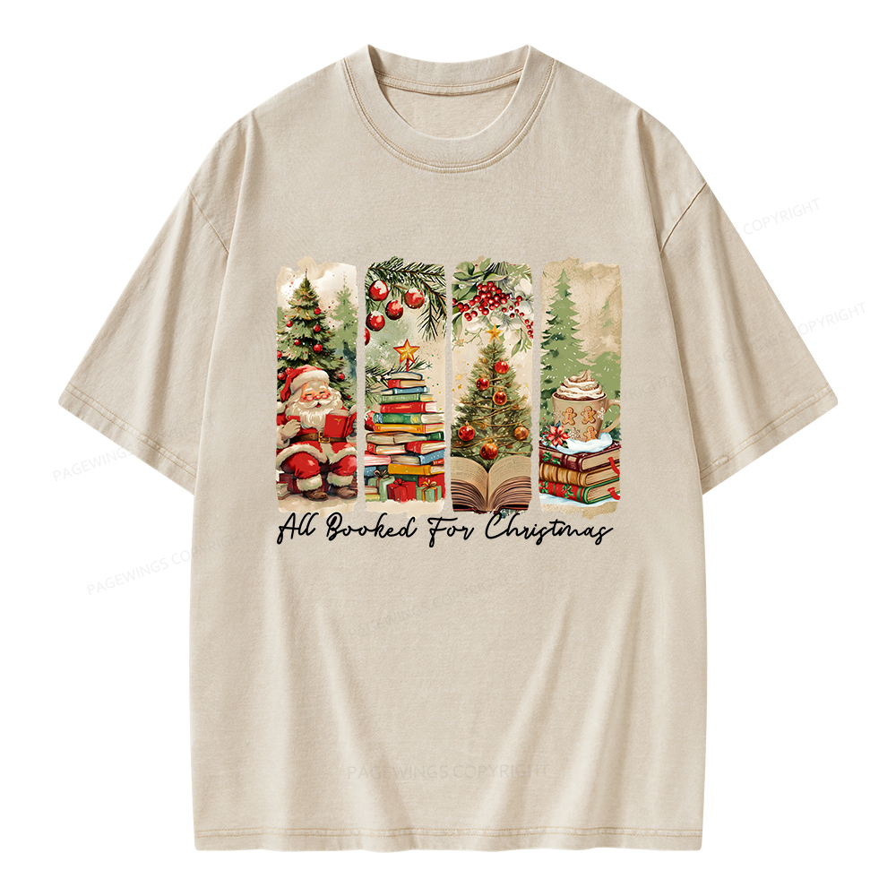 Pagewings All Booked for Christmas Unisex Washed T-shirt