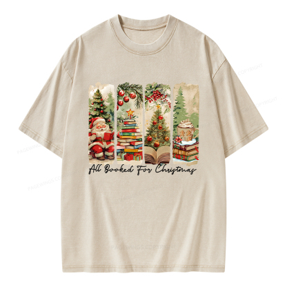 Pagewings All Booked for Christmas Unisex Washed T-shirt