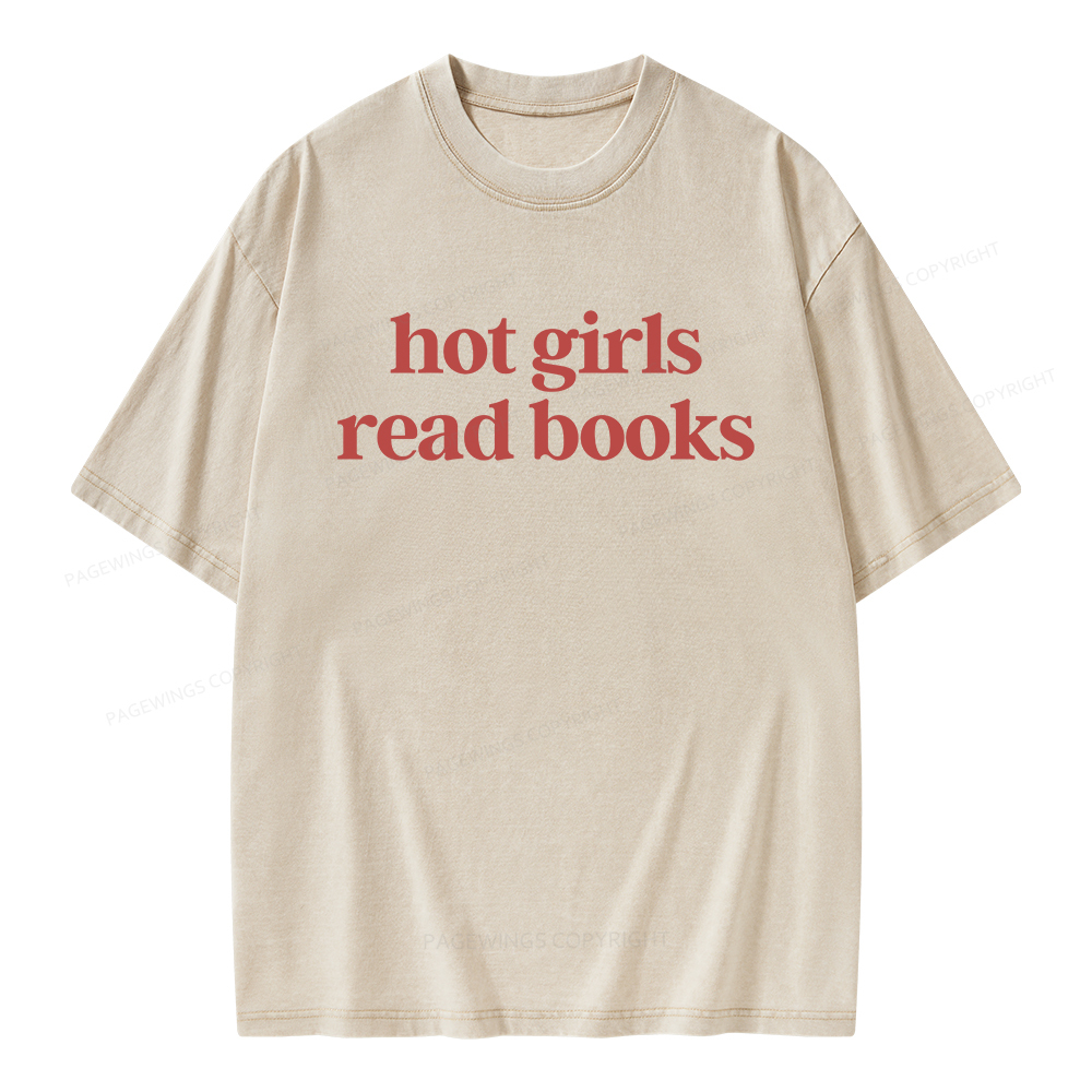 Pagewings Hot Girls Read Books Unisex Washed T-shirt