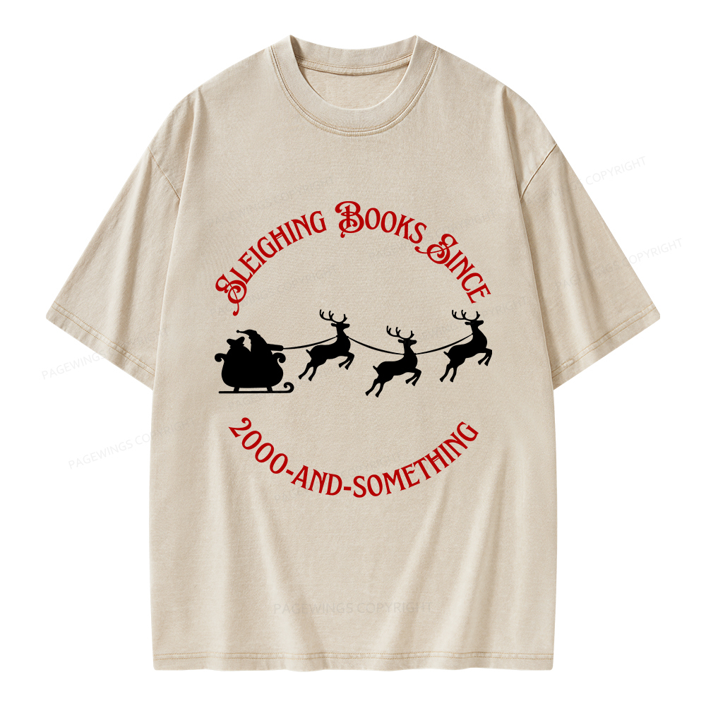 Pagewings Sleighing Books Since 2000-And-Something Unisex Washed T-shirt