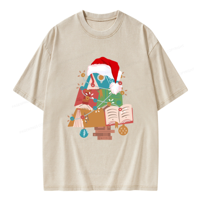 Pagewings Bookish Christmas Unisex Washed T-shirt