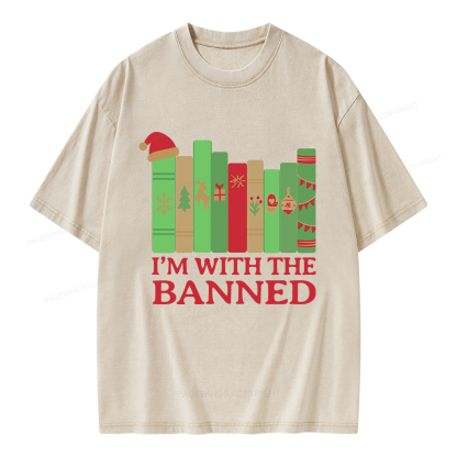 Pagewings I'm With The Banned Christmas Unisex Washed T-shirt