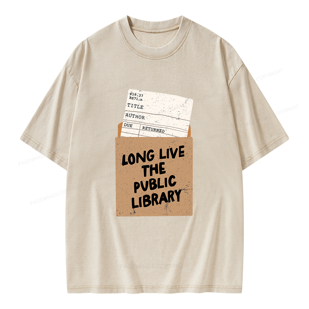 Pagewings Long Live The Public Library Unisex Washed T-shirt
