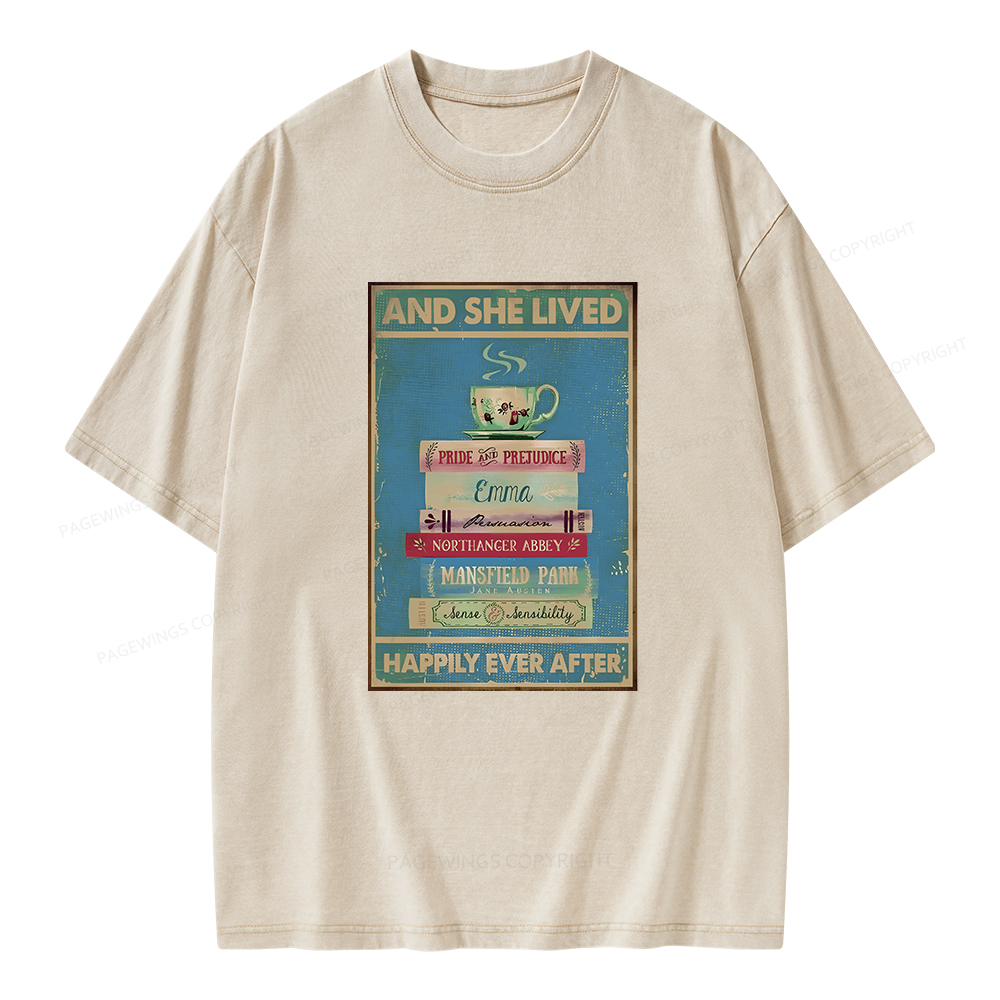 Pagewings And She Lived Happily Ever After Unisex Washed T-shirt