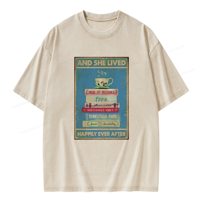 Pagewings And She Lived Happily Ever After Unisex Washed T-shirt
