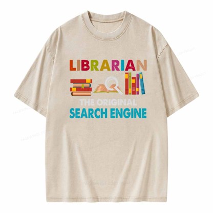 Pagewings Librarian Tees The Original Search Engine Book Unisex Washed T-shirt