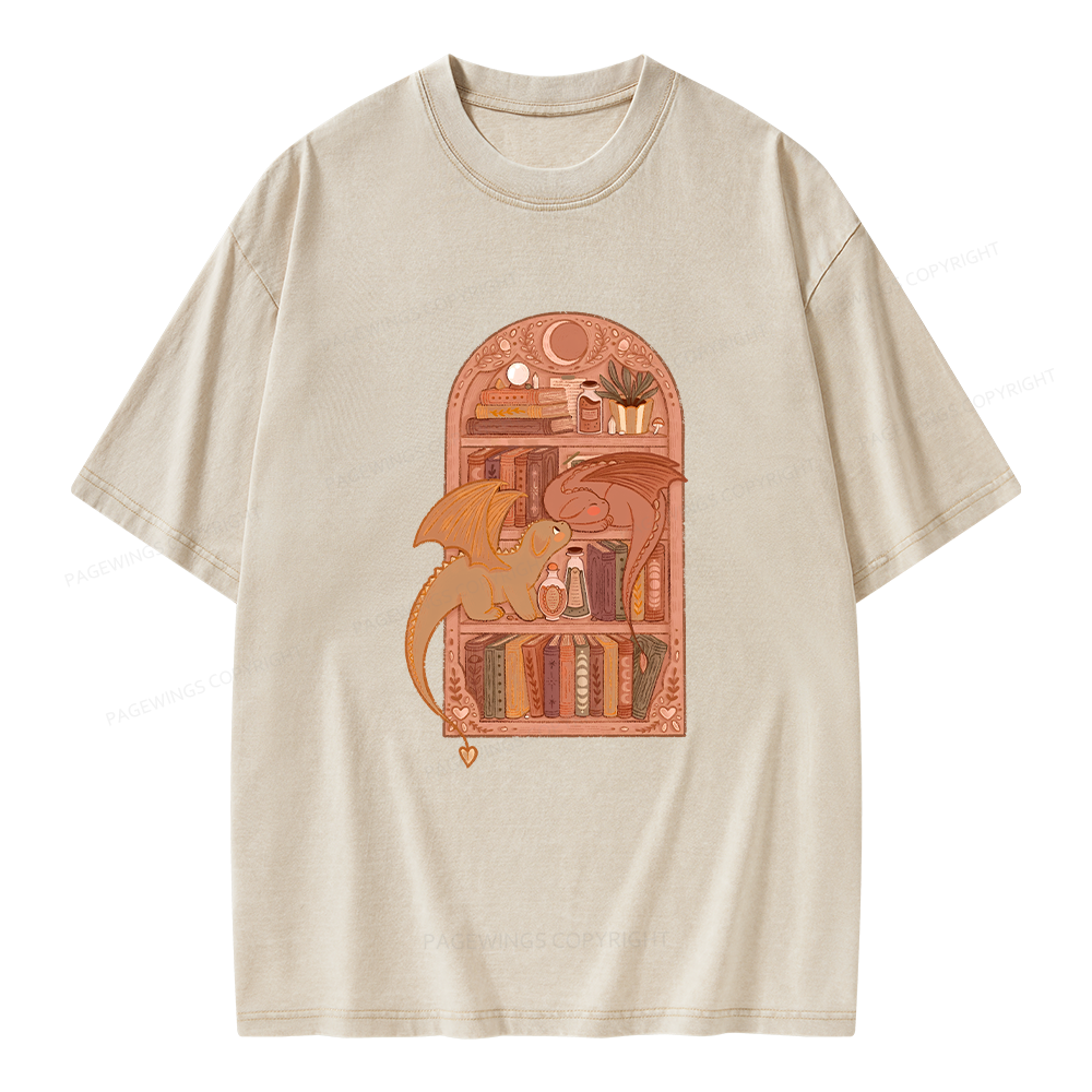 Pagewings Book Dragon Unisex Washed T-shirt