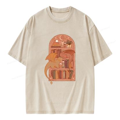 Pagewings Book Dragon Unisex Washed T-shirt